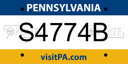 S4774B Pennsylvania License Plate