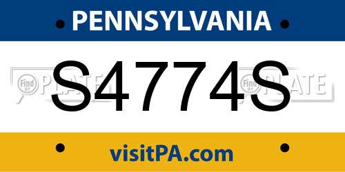 S4774S Pennsylvania License Plate