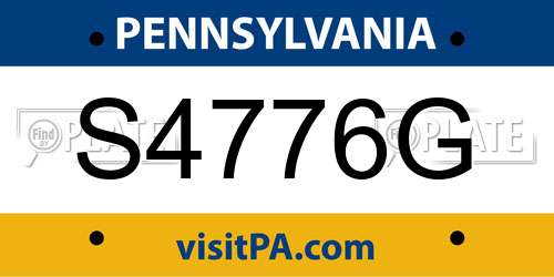 S4776G Pennsylvania License Plate