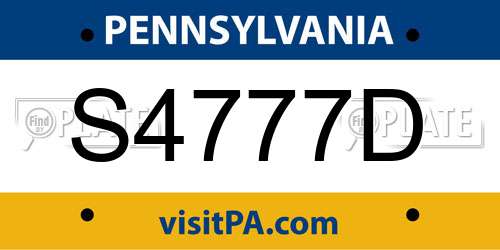 S4777D Pennsylvania License Plate