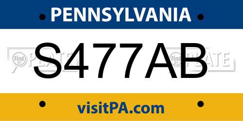 S477AB Pennsylvania License Plate