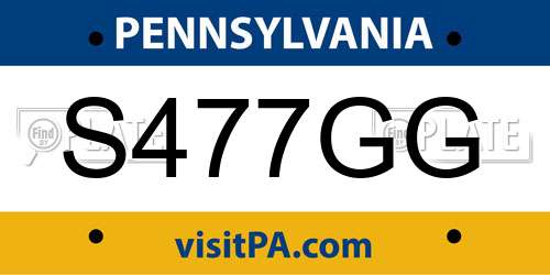 S477GG Pennsylvania License Plate