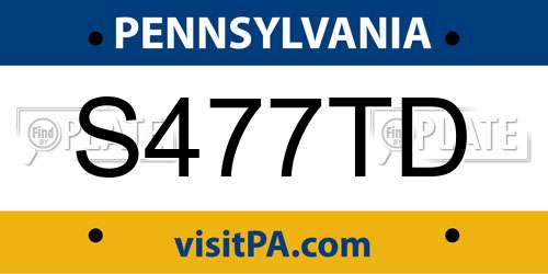 S477TD Pennsylvania License Plate