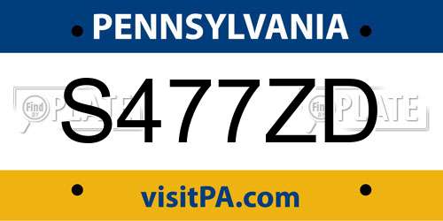 S477ZD Pennsylvania License Plate