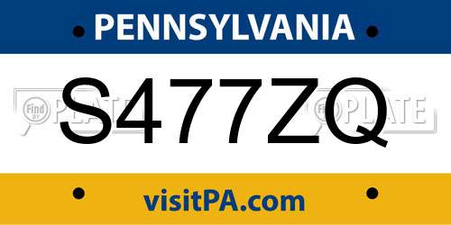 S477ZQ Pennsylvania License Plate