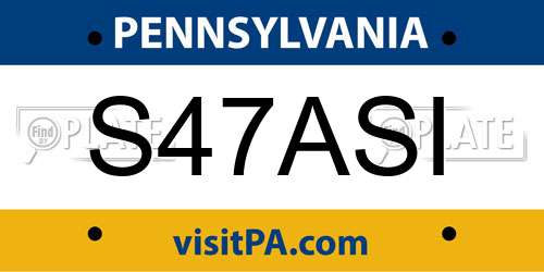 S47ASI Pennsylvania License Plate