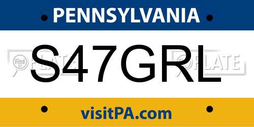 S47GRL Pennsylvania License Plate