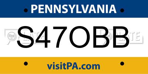 S47OBB Pennsylvania License Plate