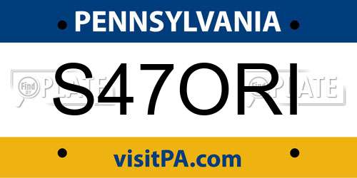 S47ORI Pennsylvania License Plate