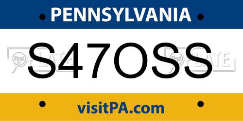S47OSS Pennsylvania License Plate
