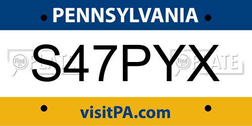 S47PYX Pennsylvania License Plate