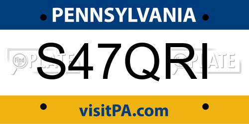 S47QRI Pennsylvania License Plate