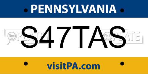 S47TAS Pennsylvania License Plate