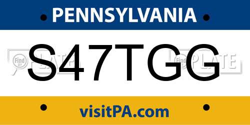 S47TGG Pennsylvania License Plate