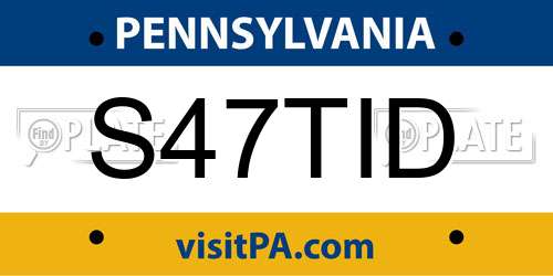 S47TID Pennsylvania License Plate