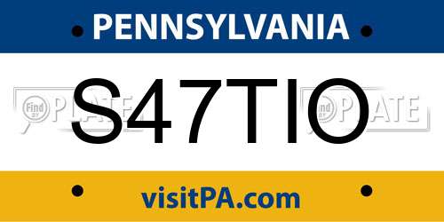 S47TIO Pennsylvania License Plate