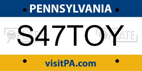 S47TOY Pennsylvania License Plate