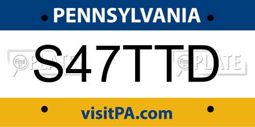 S47TTD Pennsylvania License Plate