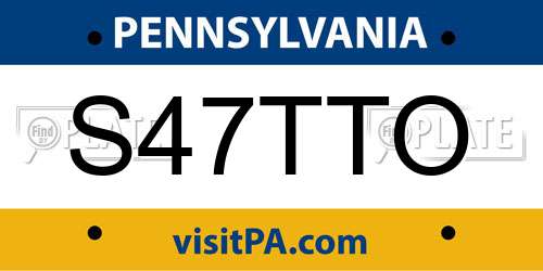 S47TTO Pennsylvania License Plate