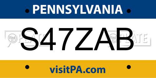 S47ZAB Pennsylvania License Plate