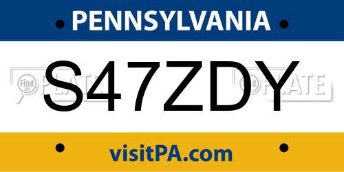 S47ZDY Pennsylvania License Plate