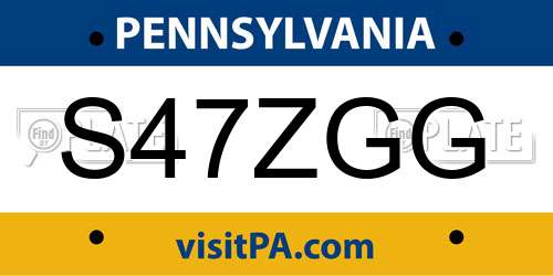 S47ZGG Pennsylvania License Plate