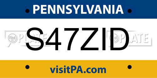 S47ZID Pennsylvania License Plate