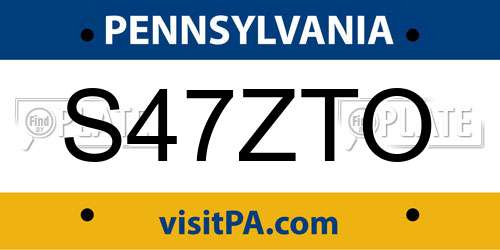 S47ZTO Pennsylvania License Plate