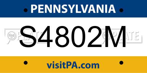 S4802M Pennsylvania License Plate