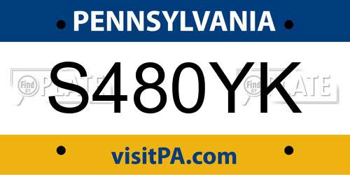 S480YK Pennsylvania License Plate