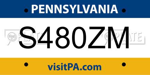 S480ZM Pennsylvania License Plate