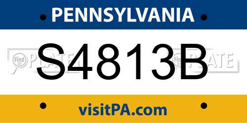 S4813B Pennsylvania License Plate