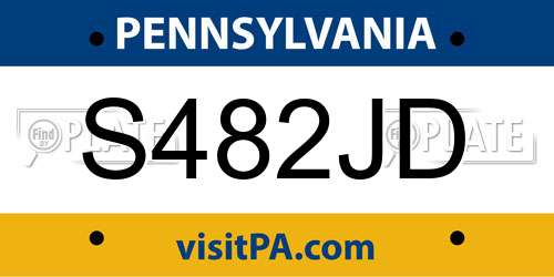 S482JD Pennsylvania License Plate