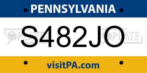 S482JO Pennsylvania License Plate