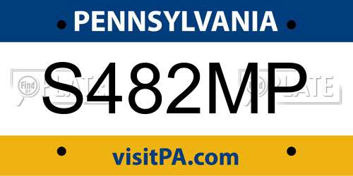 S482MP Pennsylvania License Plate