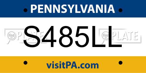 S485LL Pennsylvania License Plate