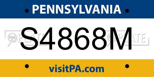 S4868M Pennsylvania License Plate
