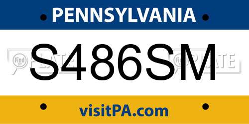 S486SM Pennsylvania License Plate
