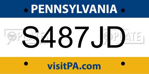 S487JD Pennsylvania License Plate