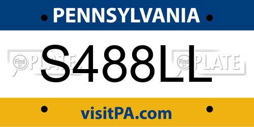 S488LL Pennsylvania License Plate
