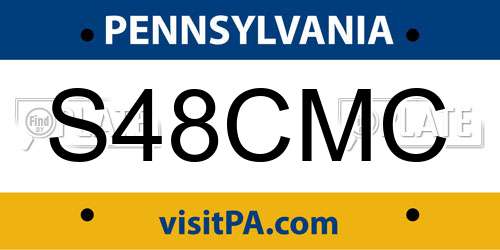 S48CMC Pennsylvania License Plate