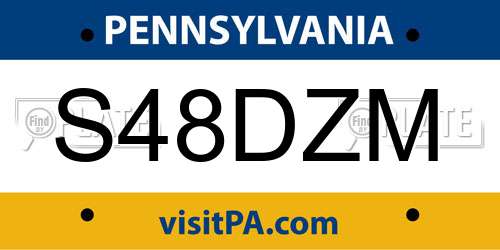 S48DZM Pennsylvania License Plate