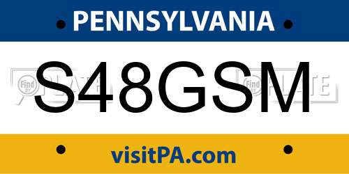 S48GSM Pennsylvania License Plate
