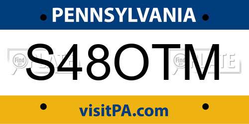 S48OTM Pennsylvania License Plate