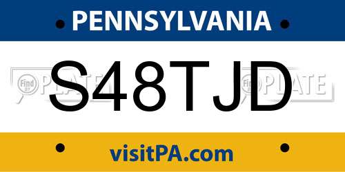 S48TJD Pennsylvania License Plate