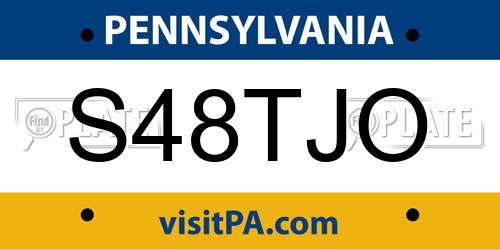 S48TJO Pennsylvania License Plate