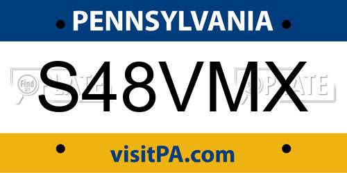 S48VMX Pennsylvania License Plate