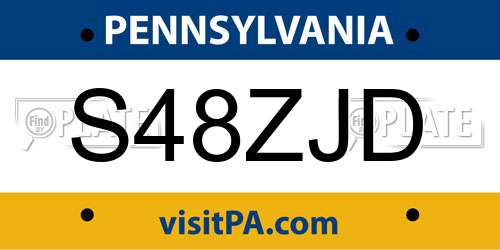S48ZJD Pennsylvania License Plate