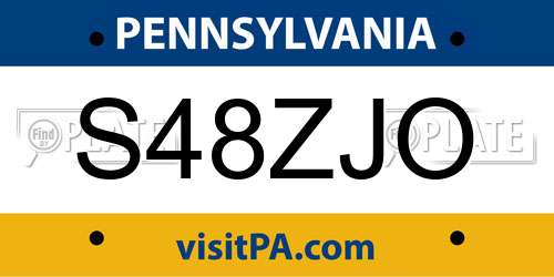 S48ZJO Pennsylvania License Plate