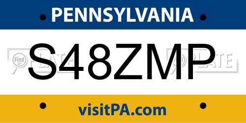 S48ZMP Pennsylvania License Plate
